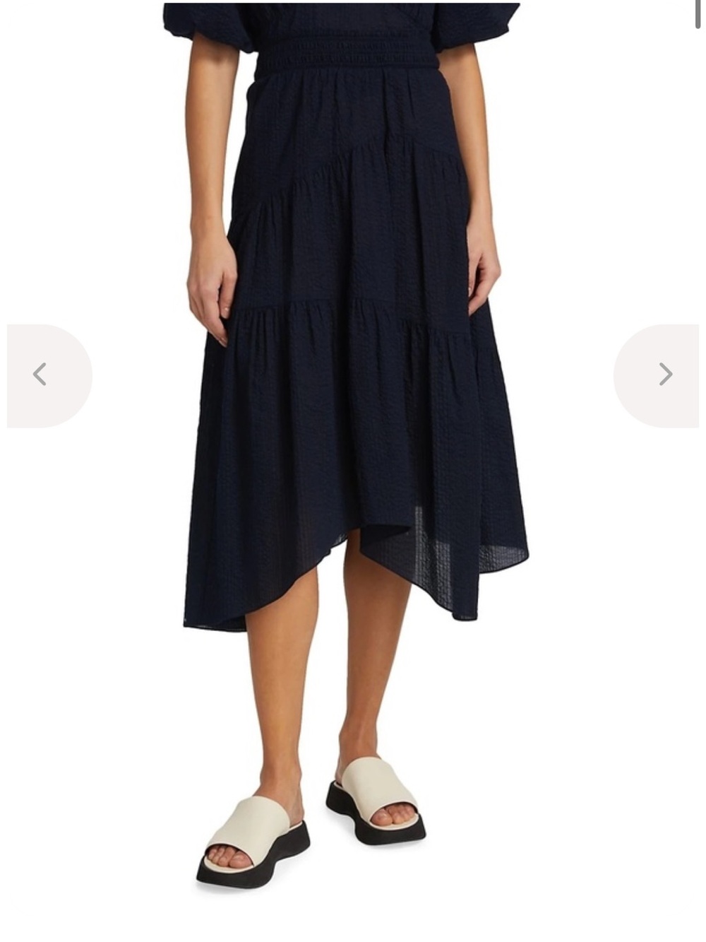 Frame Denim Navy Asymmetrical Maxi Skirt  S